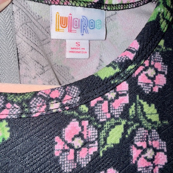 LulaRoe Amelia Floral Fit & Flare Dress - W S, Black Pink Bloom Vibes - Picture 3 of 5